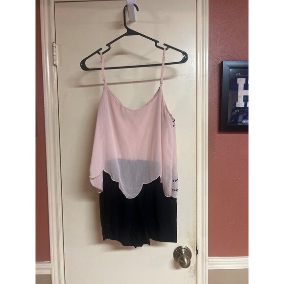 Crystal Doll Medium Black and Beige Embellished Dressy Romper - Picture 4 of 6